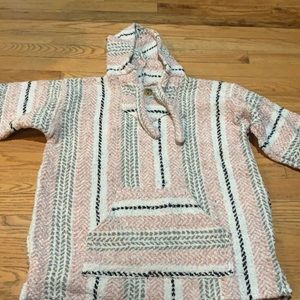 Journeys Baja Poncho Pink/White/Grey/Black